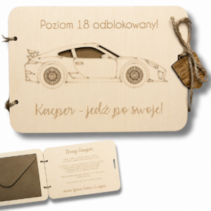 Kartka drewniana na 18 urodziny dla chłopaka - porsche