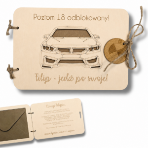 Kartka drewniana na 18 urodziny dla chłopaka - BMW